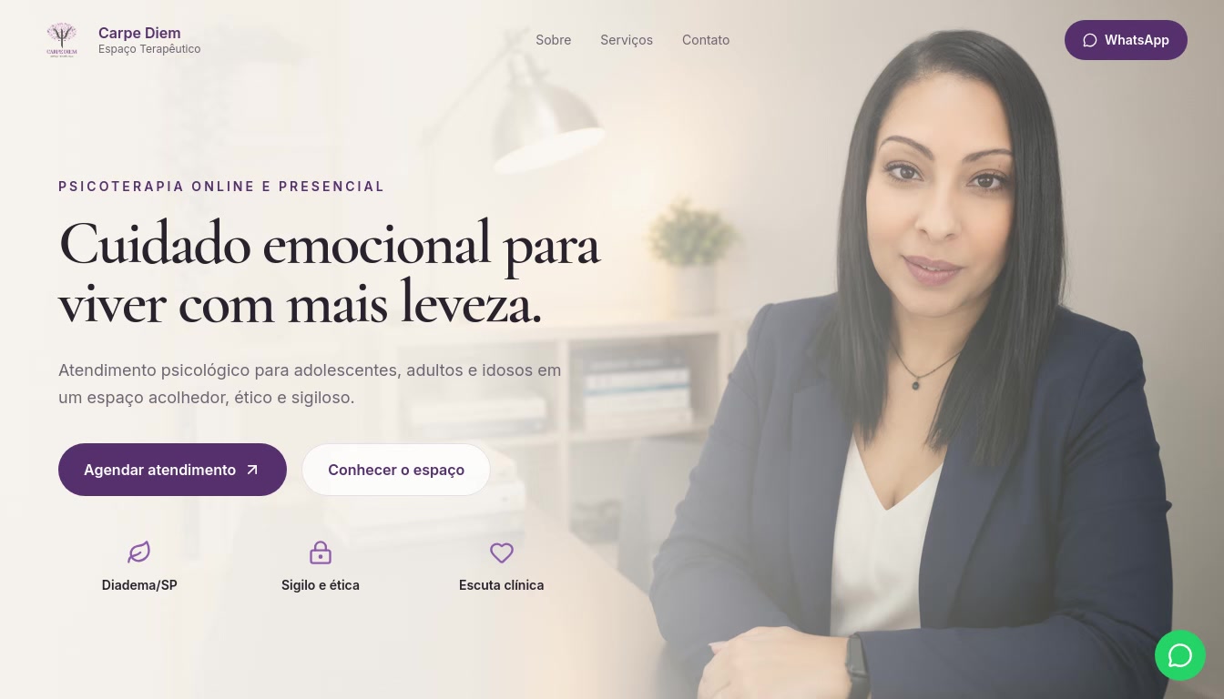 Site do Espaço Terapêutico Carpe Diem